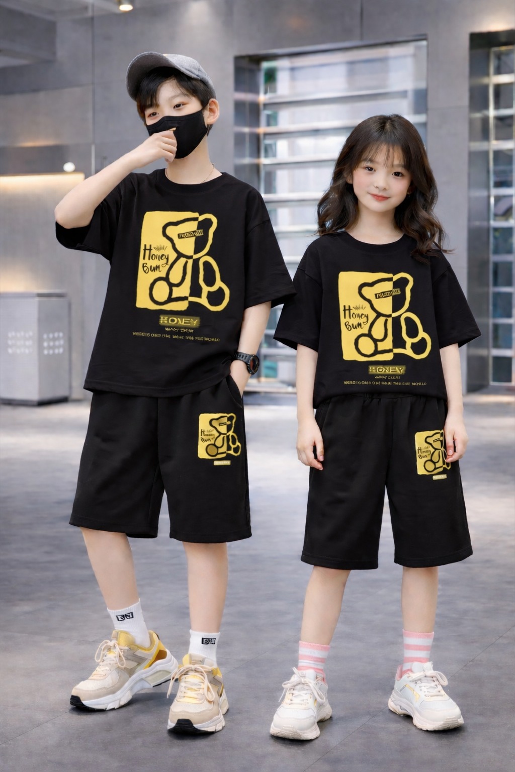 Drop Shoulder Baby TShirt and Pant Set (Black) Drop Shoulder Baby TShirt and Pant Set (Black)